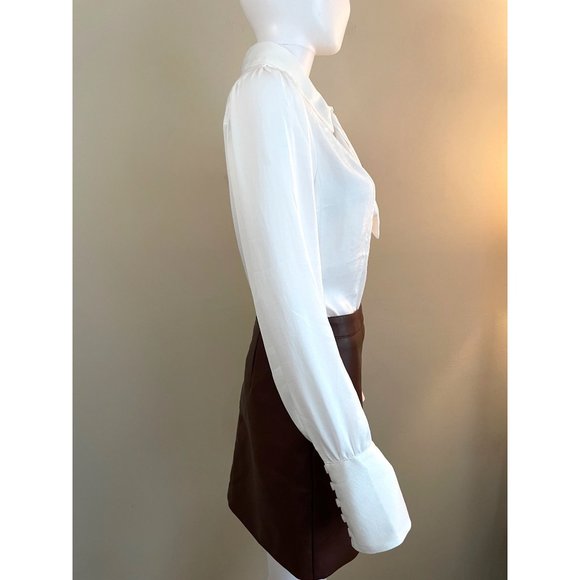 Altar'd State Chocolate Faux Leather Mini Skirt M - Picture 5 of 12